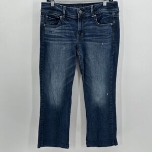 Women's American Eagle Outfitters Size 10 Blue Kick Boot Denim Jeans 32x26 1/2